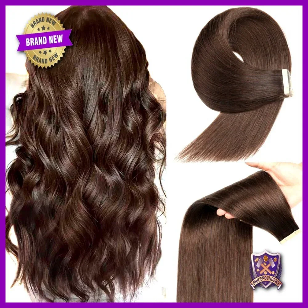 18 Inch Human Hair Tape Extensions 20pcs Straight Seamless Invisible